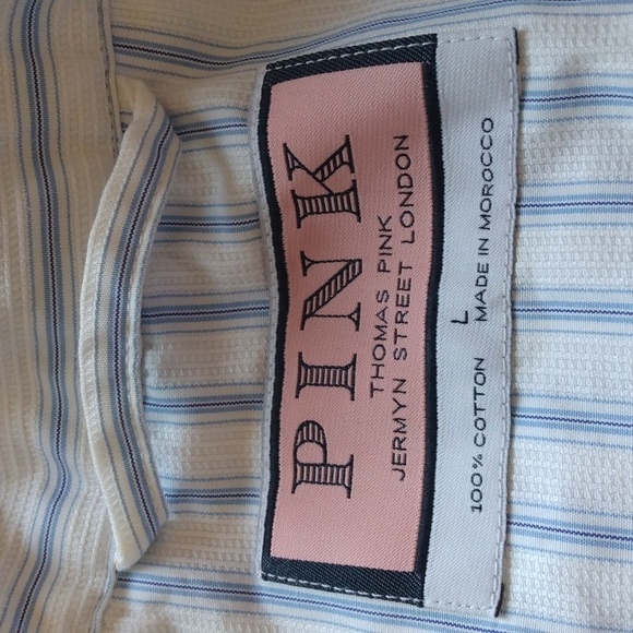 Thomas Pink White w/Blue Stripes Classic Cotton Gentleman's Pajama Set (Large) - Picture 7 of 15
